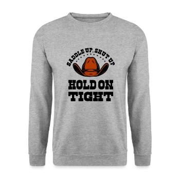 Rodéo Western Cowboy Wild West Retro Horse - Sweat-shirt Unisexe - gris chiné - Devant - Alina (178cm) & Michal (187cm)