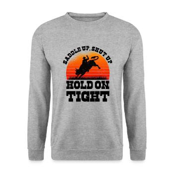 Rodéo Western Cowboy Wild West Retro Horse - Sweat-shirt Unisexe - gris chiné - Devant - Alina (178cm) & Michal (187cm)