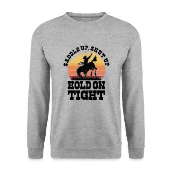 Rodéo Western Cowboy Wild West Retro Horse - Sweat-shirt Unisexe - gris chiné - Devant - Alina (178cm) & Michal (187cm)