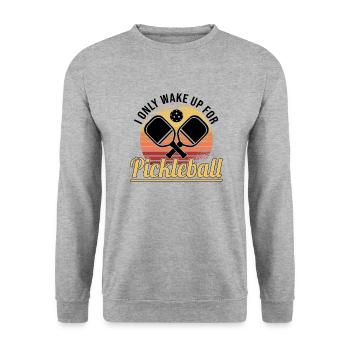 Pickleball Retro Liebe Dinking Pickleballspieler - Unisex Pullover - Weißgrau meliert - Vorne - Alina (178cm) & Michal (187cm)