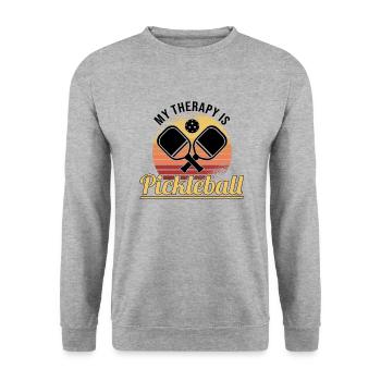 Pickleball Retro Liebe Dinking Pickleballspieler - Unisex Pullover - Weißgrau meliert - Vorne - Alina (178cm) & Michal (187cm)