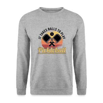 Pickleball Retro Liebe Dinking Pickleballspieler - Unisex Pullover - Weißgrau meliert - Vorne - Alina (178cm) & Michal (187cm)