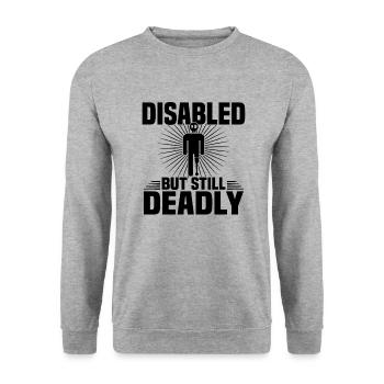 Amputiert Invalide Prothese Handicap Rollstuhl - Unisex Pullover - Weißgrau meliert - Vorne - Alina (178cm) & Michal (187cm)