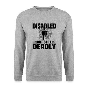 Amputiert Invalide Prothese Handicap Rollstuhl - Unisex Pullover - Weißgrau meliert - Vorne - Alina (178cm) & Michal (187cm)