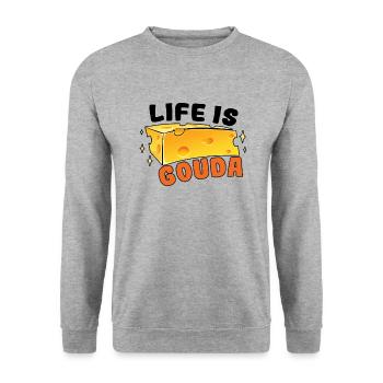 Käsefan Cheese Cheese lover Gouda Hard Cheese - Unisex Sweatshirt - salt & pepper - Front - Alina (178cm) & Michal (187cm)