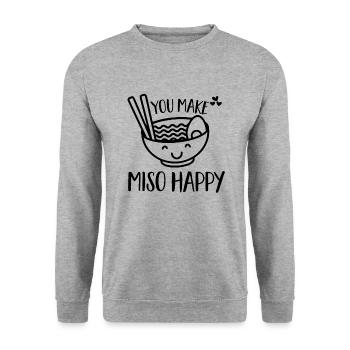 Miso Soup Japan Japanese Food Kücke - Unisex Sweatshirt - salt & pepper - Front - Alina (178cm) & Michal (187cm)