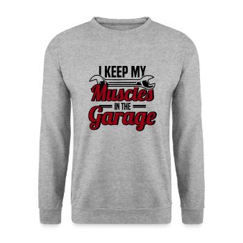 Muscel Car V8 Turbocharger Truck Rennwagen - Unisex Pullover - Weißgrau meliert - Vorne - Alina (178cm) & Michal (187cm)
