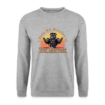Muscel Car V8 Turbocompresseur Camion Voiture de course - Sweat-shirt Unisexe - gris chiné - Devant - Alina (178cm) & Michal (187cm)