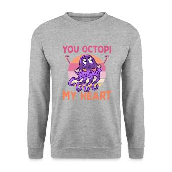 Tintenfisch Krake Oktopus Meer Tentakel Kraken - Unisex Pullover - Weißgrau meliert - Vorne - Alina (178cm) & Michal (187cm)