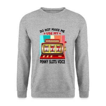 Kasino Glücksspiel Spielautomat Kartenspiel - Unisex Pullover - Weißgrau meliert - Vorne - Alina (178cm) & Michal (187cm)