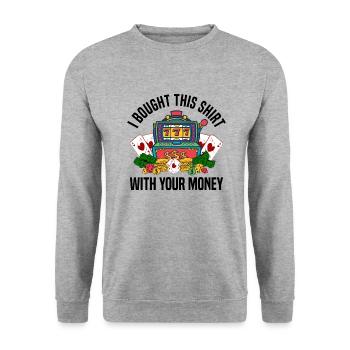 Casino Gambling Slot Machine Card Game - Unisex Sweatshirt - salt & pepper - Front - Alina (178cm) & Michal (187cm)