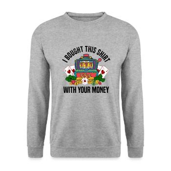 Casino Gambling Slot Machine Card Game - Unisex Sweatshirt - salt & pepper - Front - Alina (178cm) & Michal (187cm)