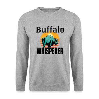 Buffle Bison Buffle Amérindien - Sweat-shirt Unisexe - gris chiné - Devant - Alina (178cm) & Michal (187cm)