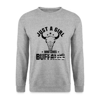 Büffel Bison Ochse Indianer Amerikanisch - Unisex Pullover - Weißgrau meliert - Vorne - Alina (178cm) & Michal (187cm)