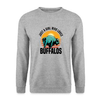 Büffel Bison Ochse Indianer Amerikanisch - Unisex Pullover - Weißgrau meliert - Vorne - Alina (178cm) & Michal (187cm)