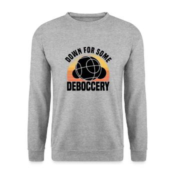 Boccia Petanque Boule Bocciaspieler Lyonnais - Unisex Pullover - Weißgrau meliert - Vorne - Alina (178cm) & Michal (187cm)