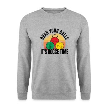 Boccia Petanque Boule Boccia Player Lyonnais - Unisex Sweatshirt - salt & pepper - Front - Alina (178cm) & Michal (187cm)
