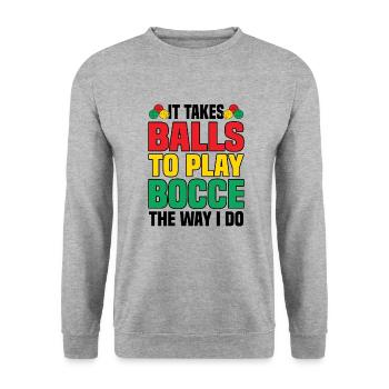 Boccia Petanque Boule Bocciaspieler Lyonnais - Unisex Pullover - Weißgrau meliert - Vorne - Alina (178cm) & Michal (187cm)