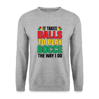 Boccia Petanque Boule Bocciaspieler Lyonnais - Unisex Pullover - Weißgrau meliert - Vorne - Alina (178cm) & Michal (187cm)