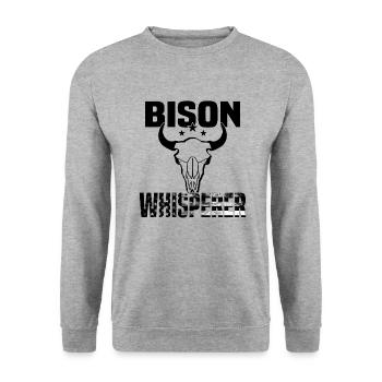 Büffel Bison Ochse Indianer Amerikanisch - Unisex Pullover - Weißgrau meliert - Vorne - Alina (178cm) & Michal (187cm)