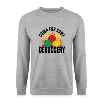 Boccia Petanque Boule Bocciaspieler Lyonnais - Unisex Pullover - Weißgrau meliert - Vorne - Alina (178cm) & Michal (187cm)