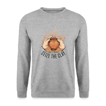 Poterie Argile Poterie Cours Poterie Poterie - Sweat-shirt Unisexe - gris chiné - Devant - Alina (178cm) & Michal (187cm)