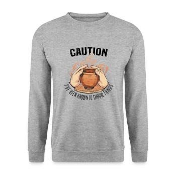 Poterie Argile Cours de poterie Poterie Getöpfert - Sweat-shirt Unisexe - gris chiné - Devant - Alina (178cm) & Michal (187cm)