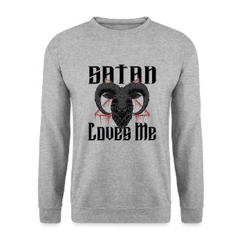 Satan Beelzebub Teufel Gothic Pentagram Mystisch - Unisex Pullover - Weißgrau meliert - Vorne - Alina (178cm) & Michal (187cm)