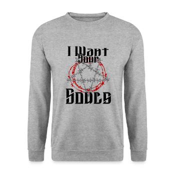Satan Beelzebub Devil Gothic Pentagram Mystical - Unisex Sweatshirt - salt & pepper - Front - Alina (178cm) & Michal (187cm)