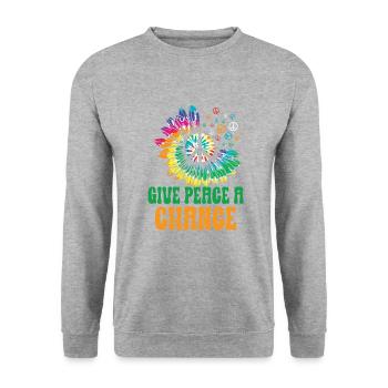 Hippie Peace Sign Peace Flowers Flower Child - Sweat-shirt Unisexe - gris chiné - Devant - Alina (178cm) & Michal (187cm)