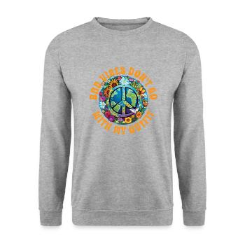 Hippie Peace Zeichen Frieden Blumen Blumenkind - Unisex Pullover - Weißgrau meliert - Vorne - Alina (178cm) & Michal (187cm)