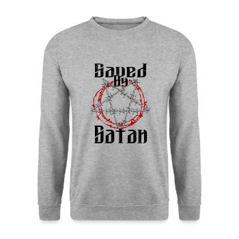 Satan Beelzebub Devil Gothic Pentagram Mystical - Unisex Sweatshirt - salt & pepper - Front - Alina (178cm) & Michal (187cm)