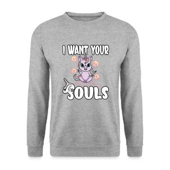 Satan Beelzebub Devil Gothic Pentagram Mystical - Unisex Sweatshirt - salt & pepper - Front - Alina (178cm) & Michal (187cm)