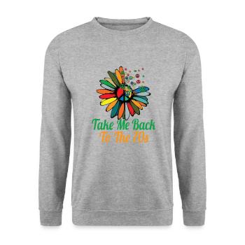 Hippie Peace Sign Peace Flowers Flower Child - Unisex Sweatshirt - salt & pepper - Front - Alina (178cm) & Michal (187cm)