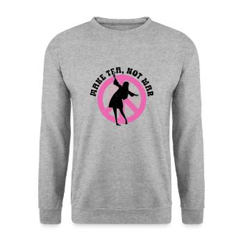 Hippie Peace Zeichen Frieden Blumen Blumenkind - Unisex Pullover - Weißgrau meliert - Vorne - Alina (178cm) & Michal (187cm)