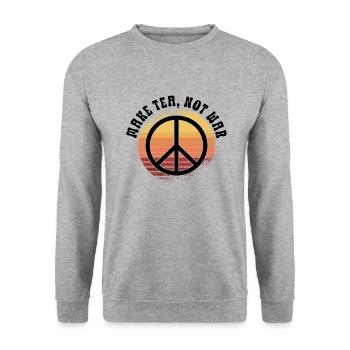 Hippie Peace Zeichen Frieden Blumen Blumenkind - Unisex Pullover - Weißgrau meliert - Vorne - Alina (178cm) & Michal (187cm)
