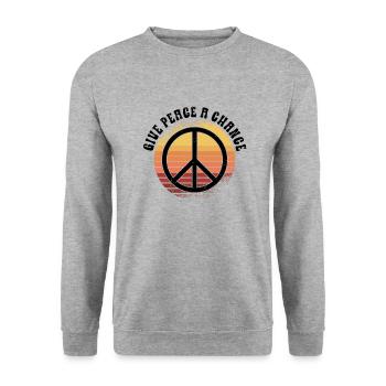 Hippie Peace Sign Peace Flowers Flower Child - Sweat-shirt Unisexe - gris chiné - Devant - Alina (178cm) & Michal (187cm)