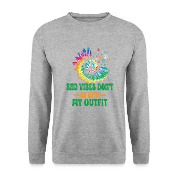 Hippie Peace Zeichen Frieden Blumen Blumenkind - Unisex Pullover - Weißgrau meliert - Vorne - Alina (178cm) & Michal (187cm)