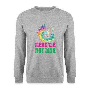 Hippie Peace Sign Peace Flowers Flower Child - Unisex Sweatshirt - salt & pepper - Front - Alina (178cm) & Michal (187cm)