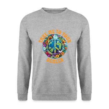 Hippie Peace Sign Peace Flowers Flower Child - Unisex Sweatshirt - salt & pepper - Front - Alina (178cm) & Michal (187cm)