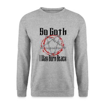 Satan Beelzebub Devil Gothic Pentagram Mystical - Unisex Sweatshirt - salt & pepper - Front - Alina (178cm) & Michal (187cm)