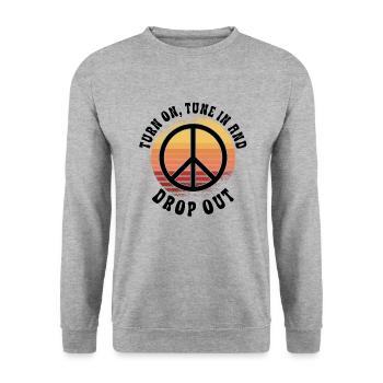 Hippie Peace Sign Peace Flowers Flower Child - Sweat-shirt Unisexe - gris chiné - Devant - Alina (178cm) & Michal (187cm)