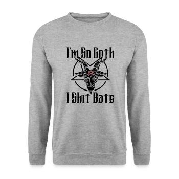 Satan Beelzebub Devil Gothic Pentagram Mystical - Unisex Sweatshirt - salt & pepper - Front - Alina (178cm) & Michal (187cm)