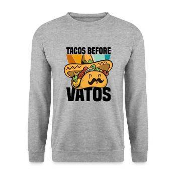 Taco Somberero Mexikanisch Mexiko Latino - Unisex Pullover - Weißgrau meliert - Vorne - Alina (178cm) & Michal (187cm)