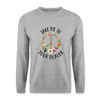 Hippie Peace Sign Peace Flowers Flower Child - Unisex Sweatshirt - salt & pepper - Front - Alina (178cm) & Michal (187cm)