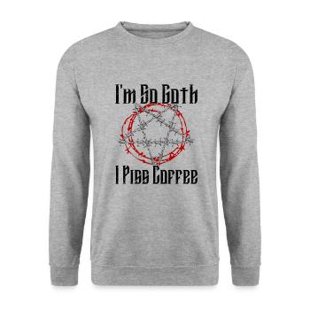 Satan Beelzebub Devil Gothic Pentagram Mystical - Unisex Sweatshirt - salt & pepper - Front - Alina (178cm) & Michal (187cm)