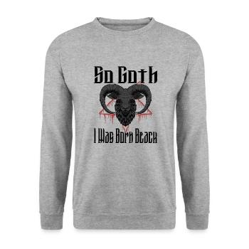 Satan Beelzebub Devil Gothic Pentagram Mystical - Unisex Sweatshirt - salt & pepper - Front - Alina (178cm) & Michal (187cm)