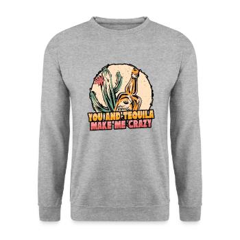 Tequila Alkohol Mexikanisch Mexiko Latino - Unisex Pullover - Weißgrau meliert - Vorne - Alina (178cm) & Michal (187cm)