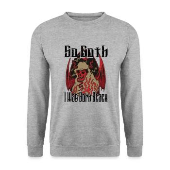 Satan Beelzebub Devil Gothic Pentagram Mystical - Unisex Sweatshirt - salt & pepper - Front - Alina (178cm) & Michal (187cm)