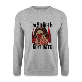 Satan Beelzebub Devil Gothic Pentagram Mystical - Unisex Sweatshirt - salt & pepper - Front - Alina (178cm) & Michal (187cm)